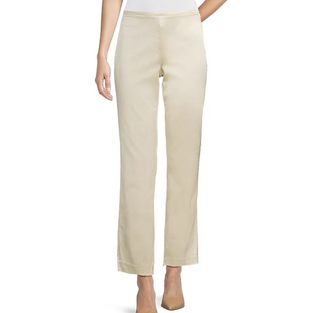 J McLaughlin Pants Womens 14 Beige Flat Front Side Zip Size 14 Cotton A005141